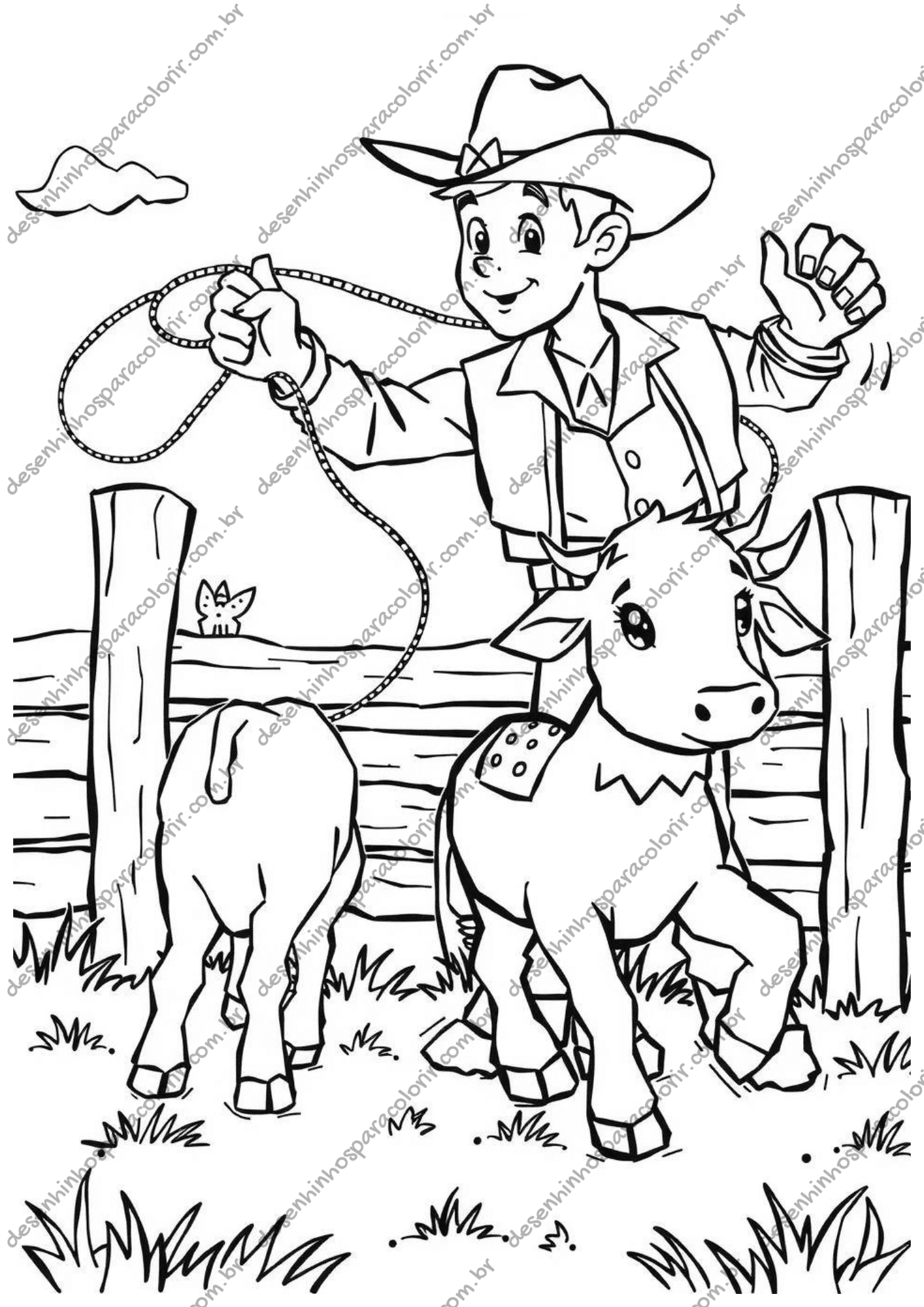 Desenho para Colorir Cowboy Desenho para Colorir Cowboy