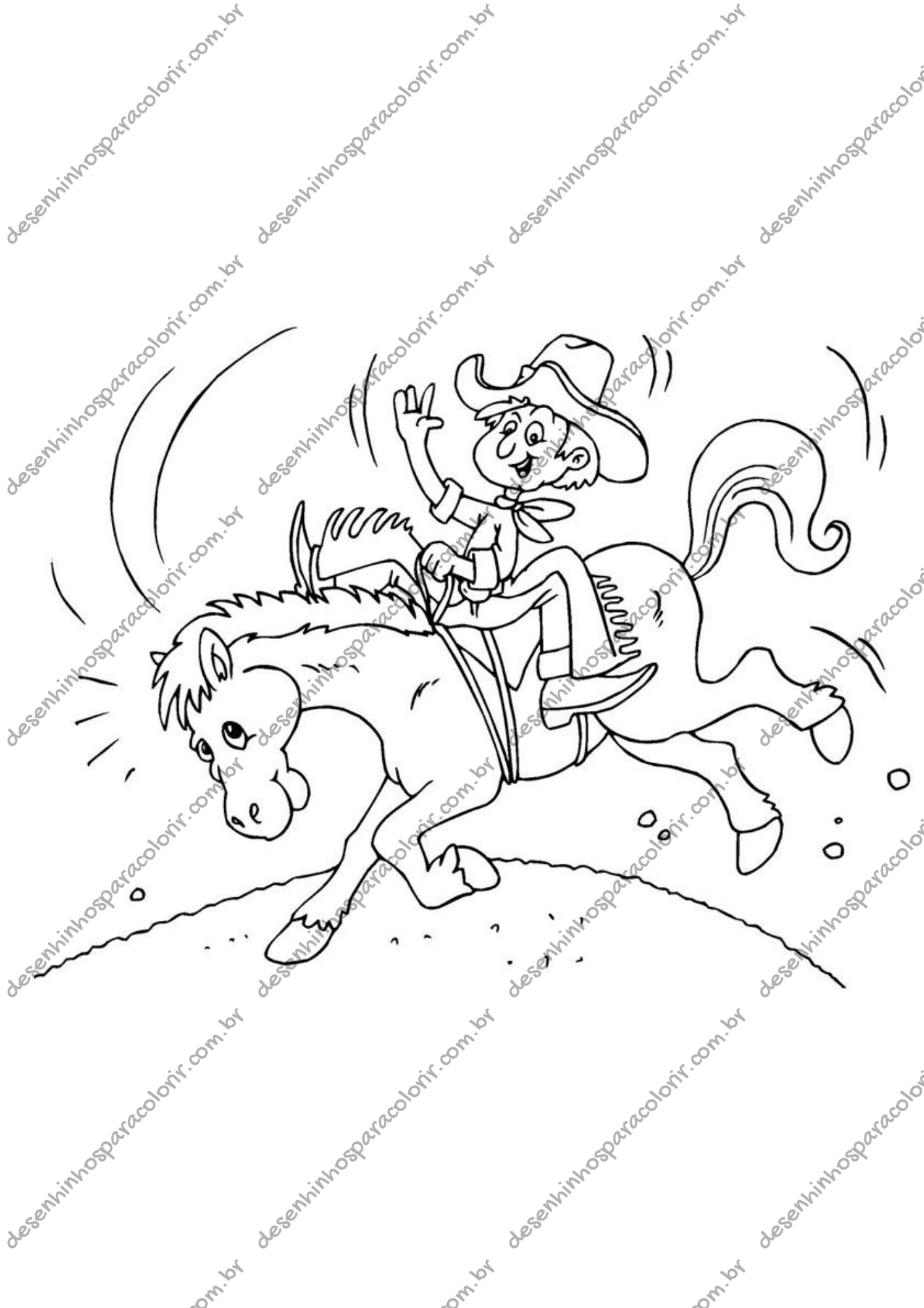 Desenho para Colorir Cowboy Desenho para Colorir Cowboy