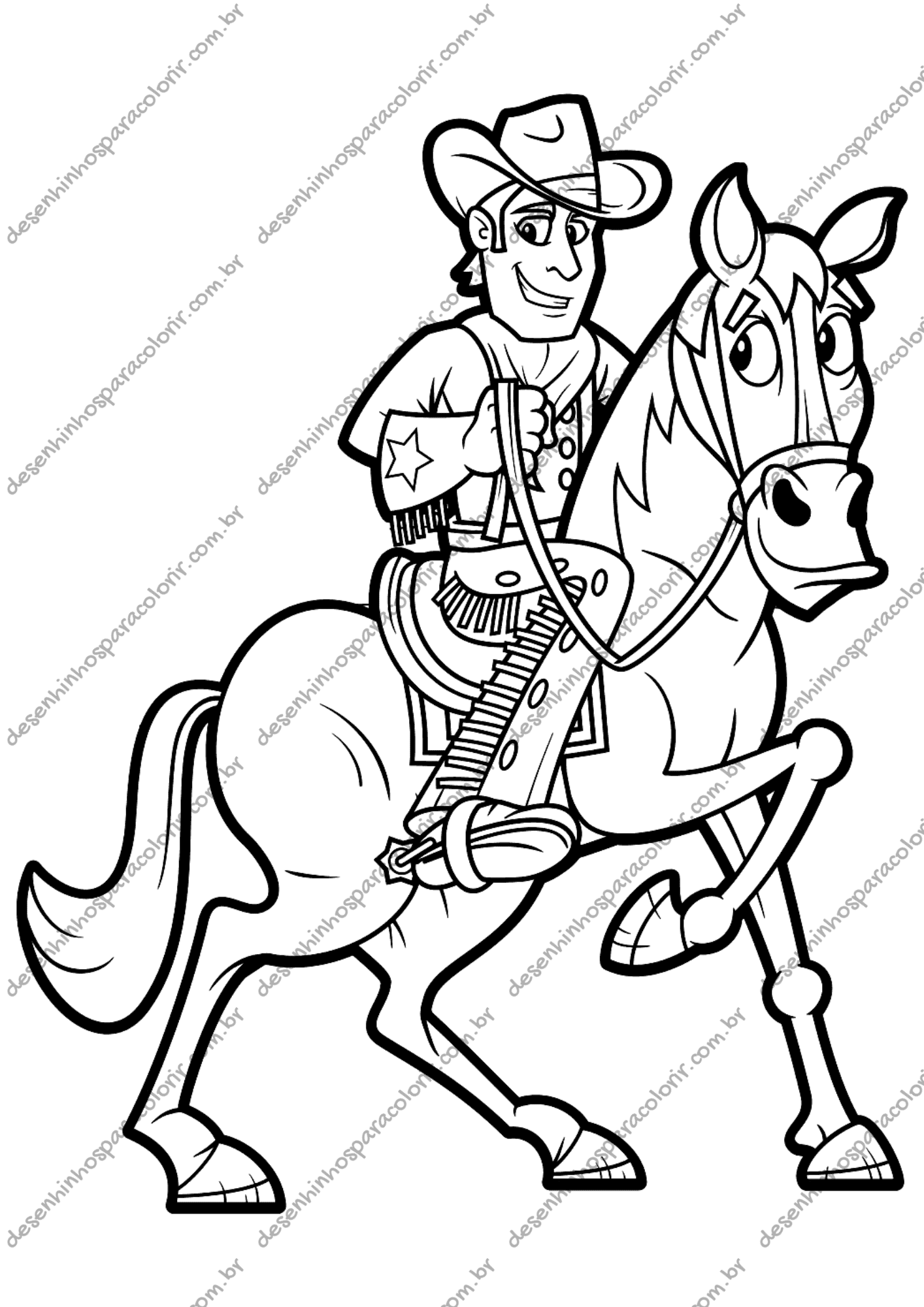 Desenho para Colorir Cowboy Desenho para Colorir Cowboy