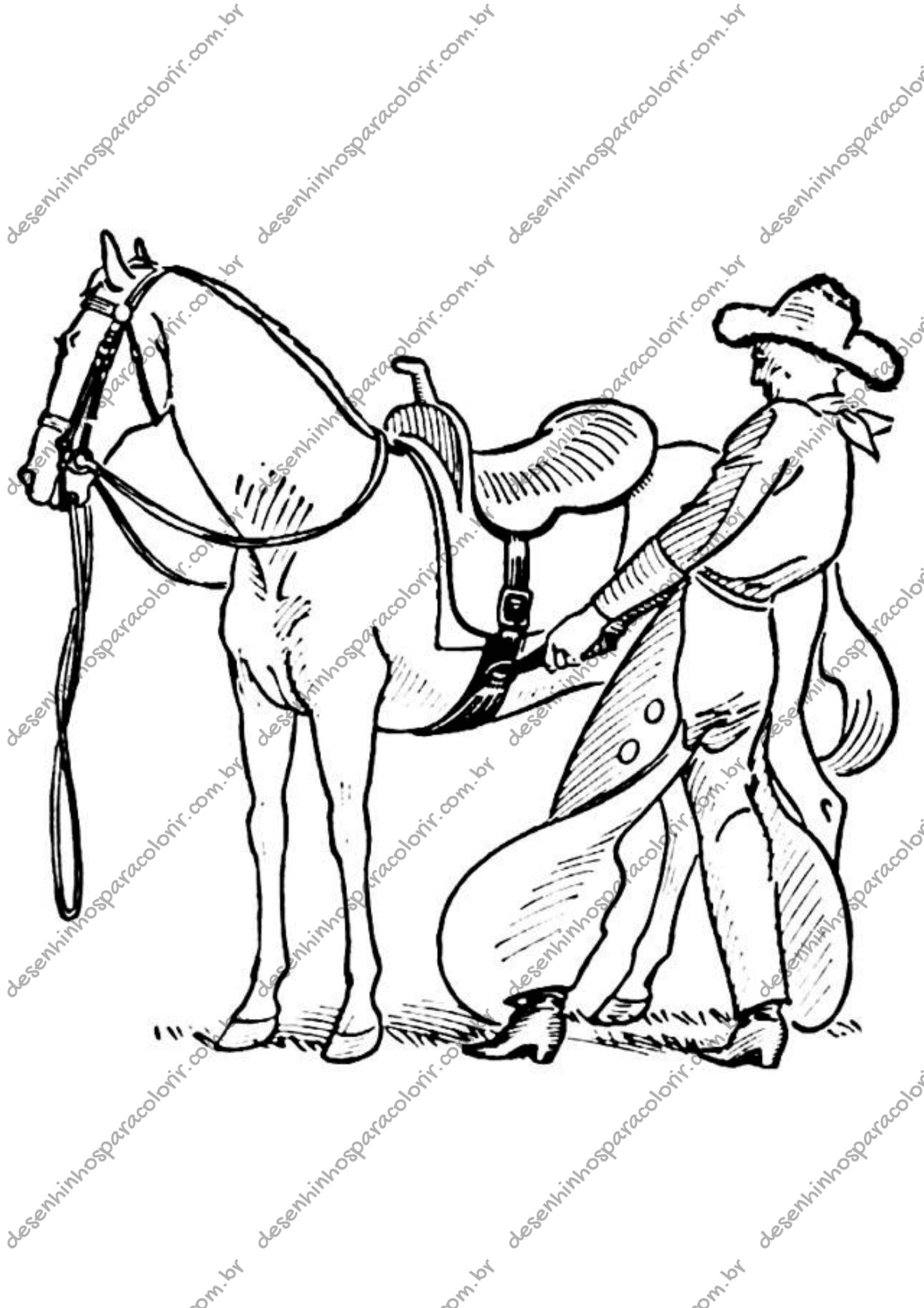 Desenho para Colorir Cowboy Desenho para Colorir Cowboy