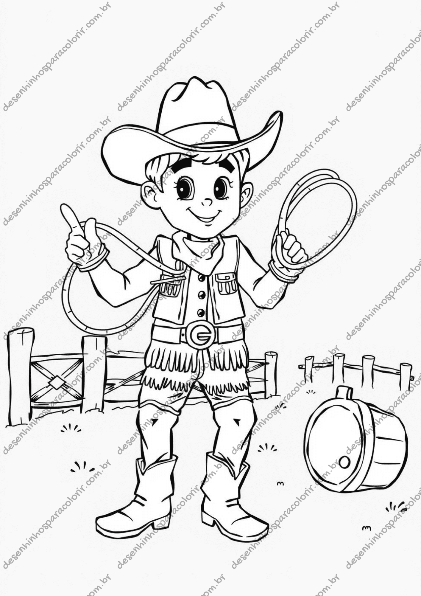 Desenho para Colorir Cowboy Desenho para Colorir Cowboy