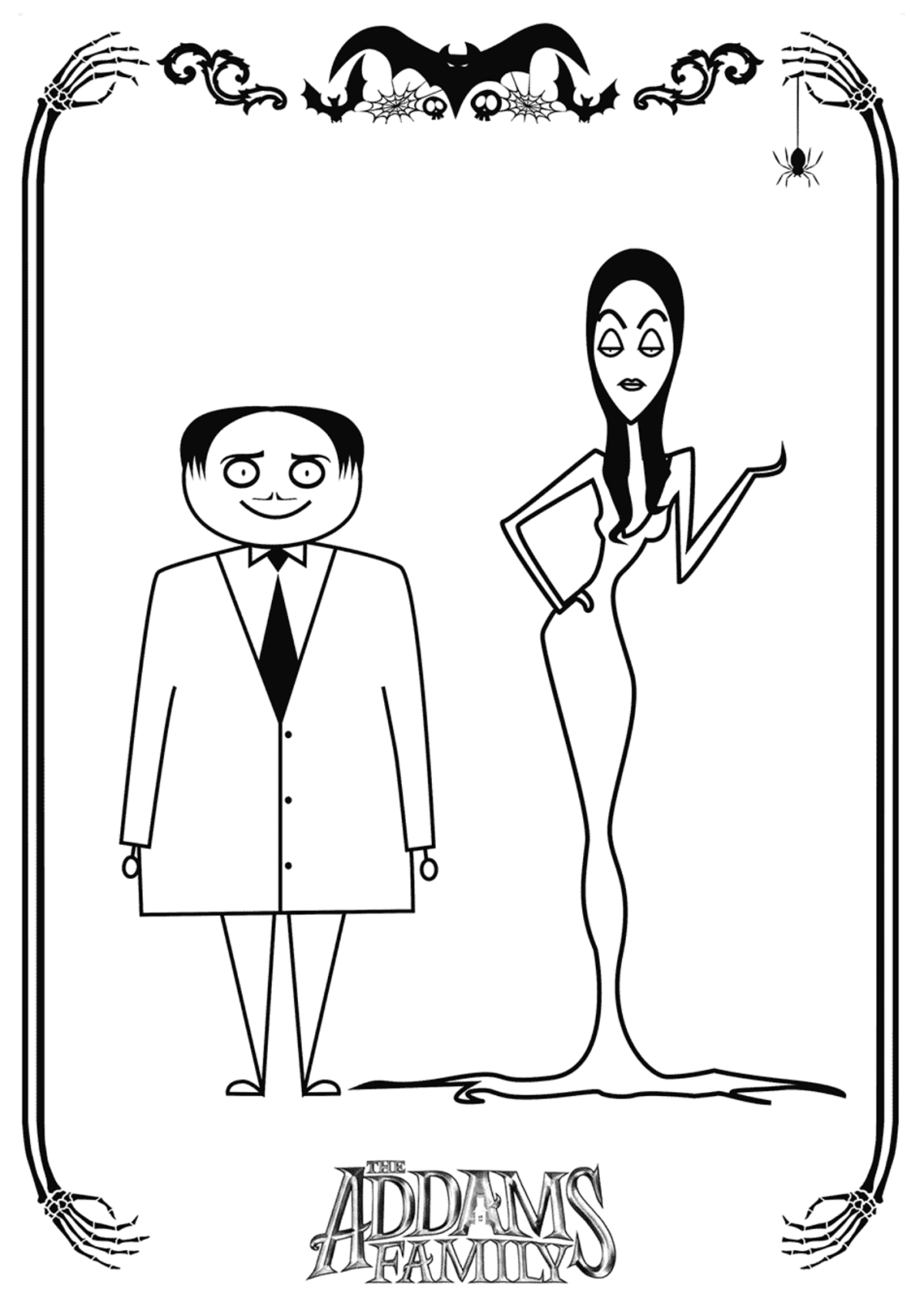 Desenho para Colorir Família Addams