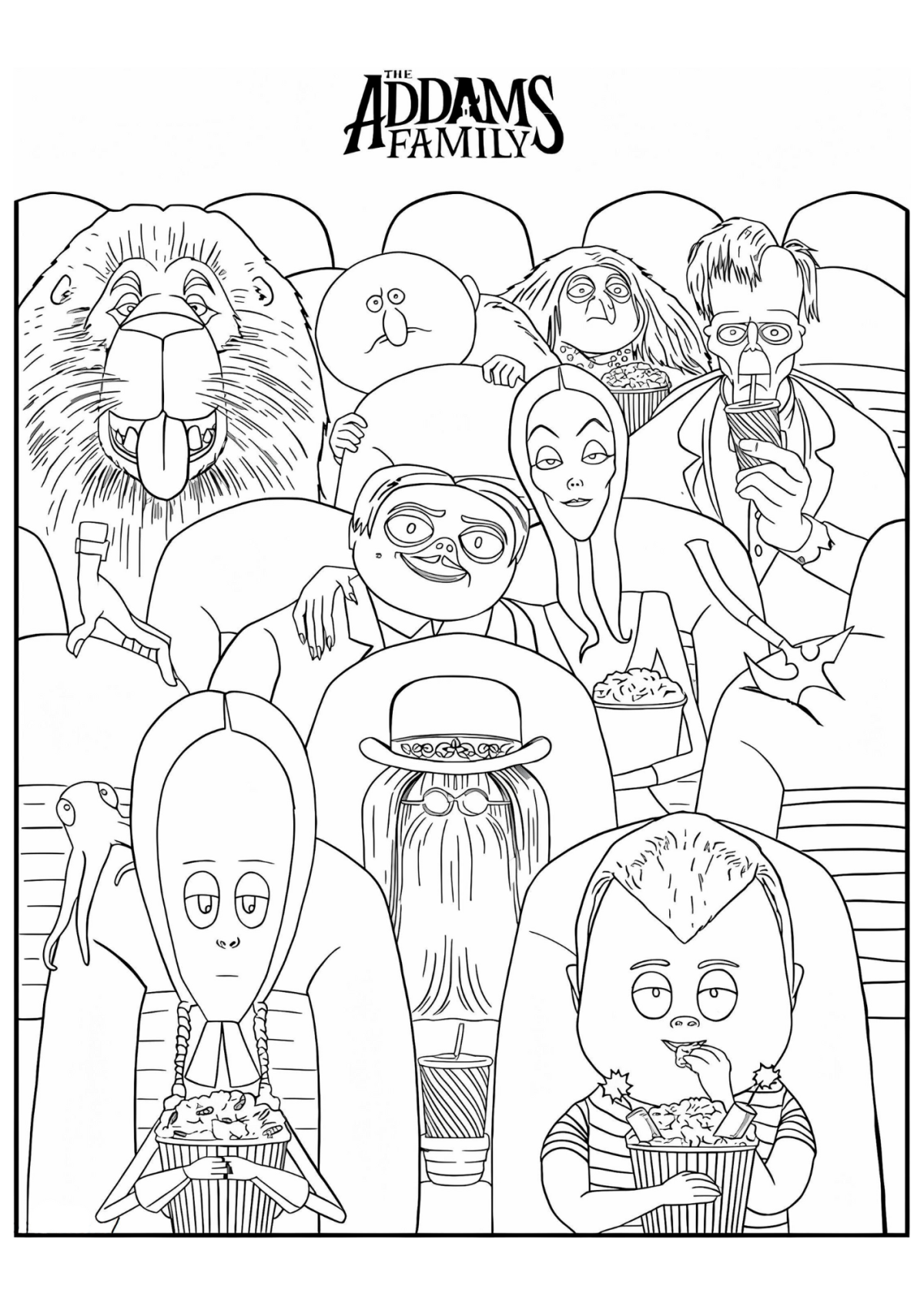 Desenho para Colorir Família Addams