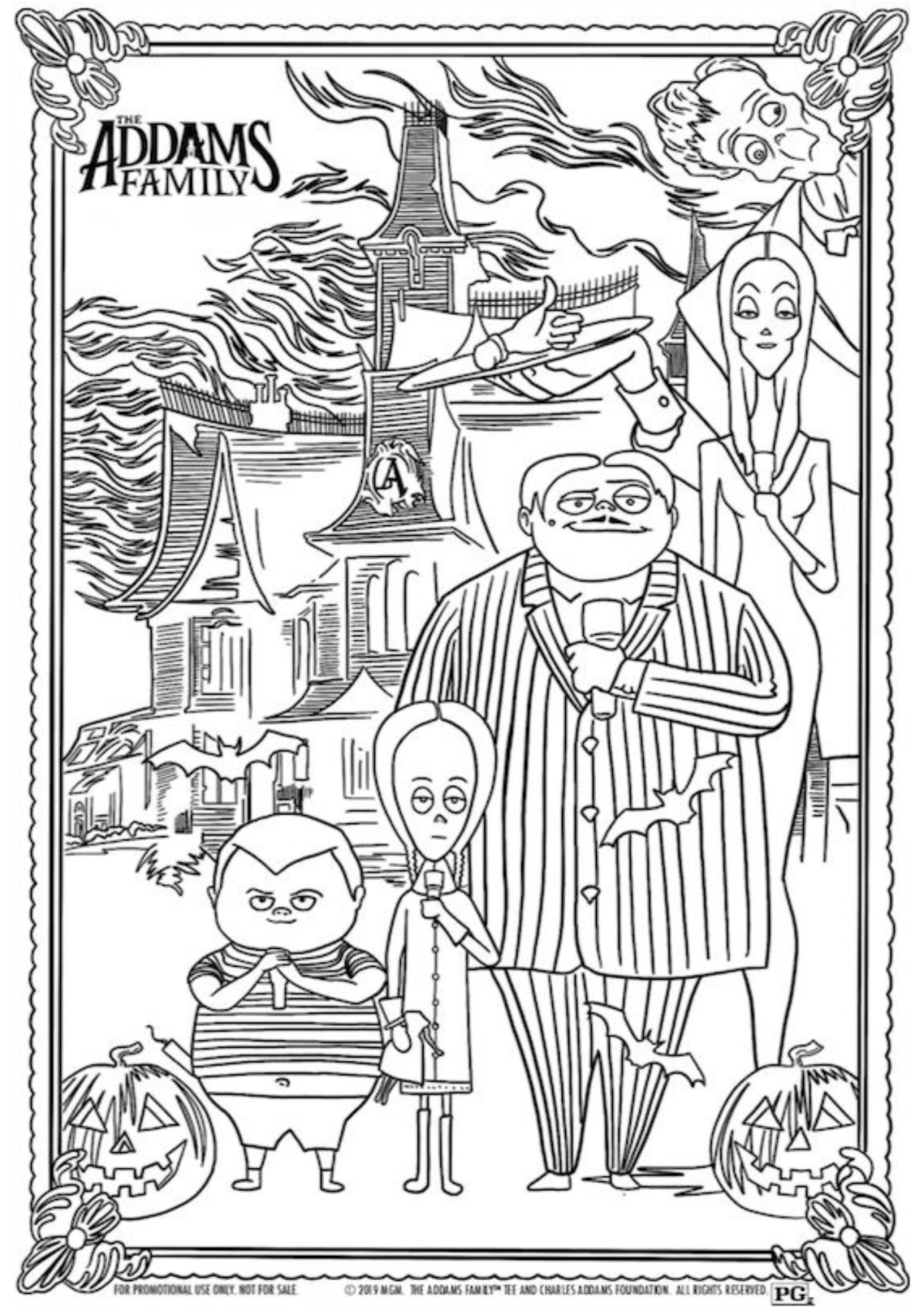 Desenho para Colorir Família Addams