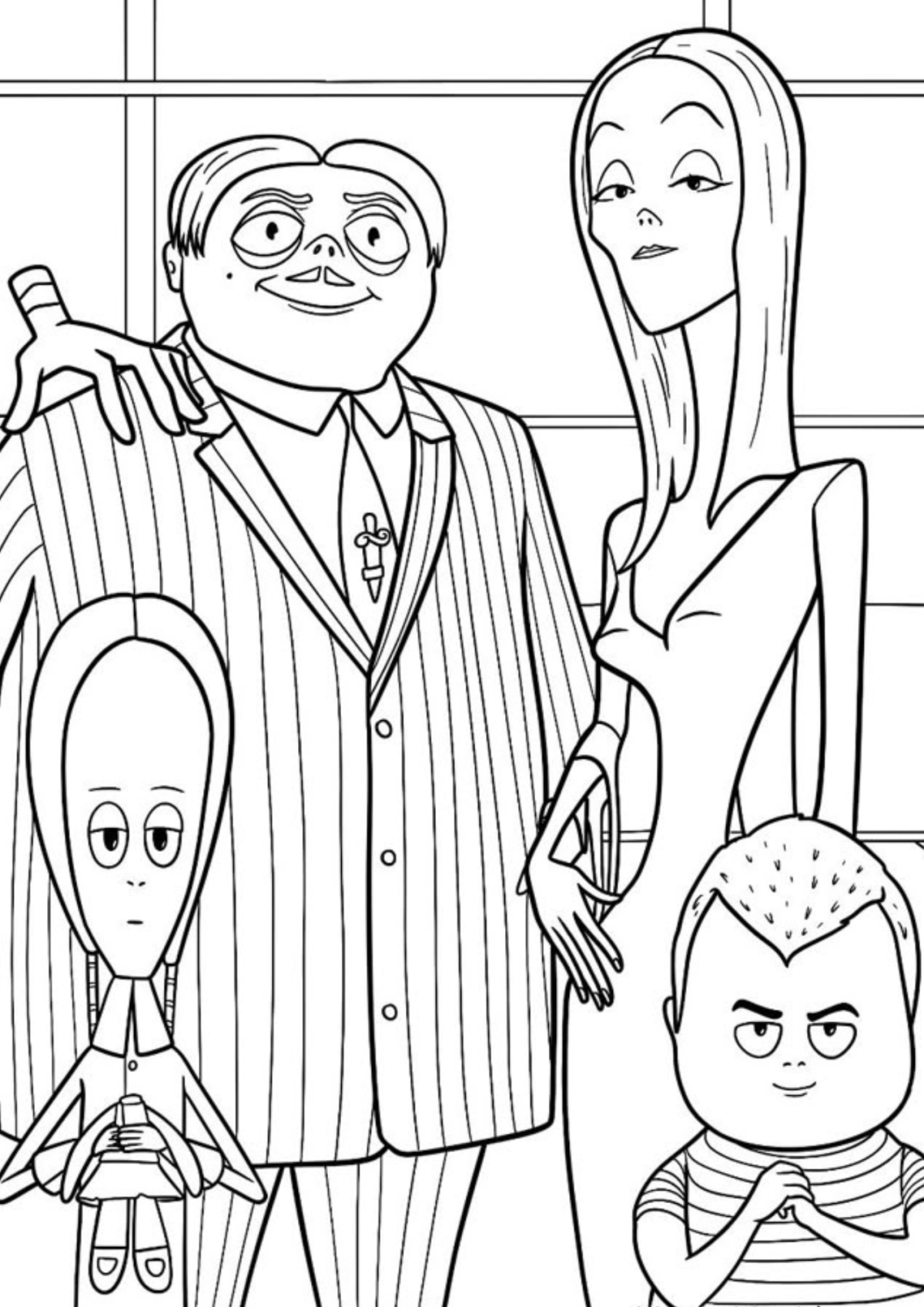 Desenho para Colorir Família Addams