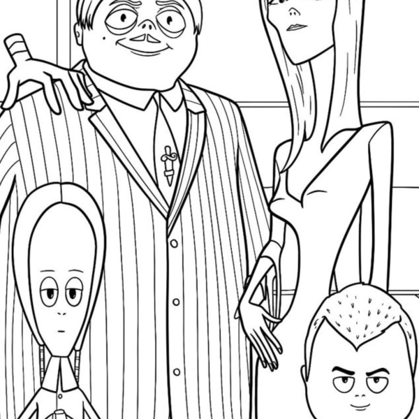 Desenho para Colorir Família Addams