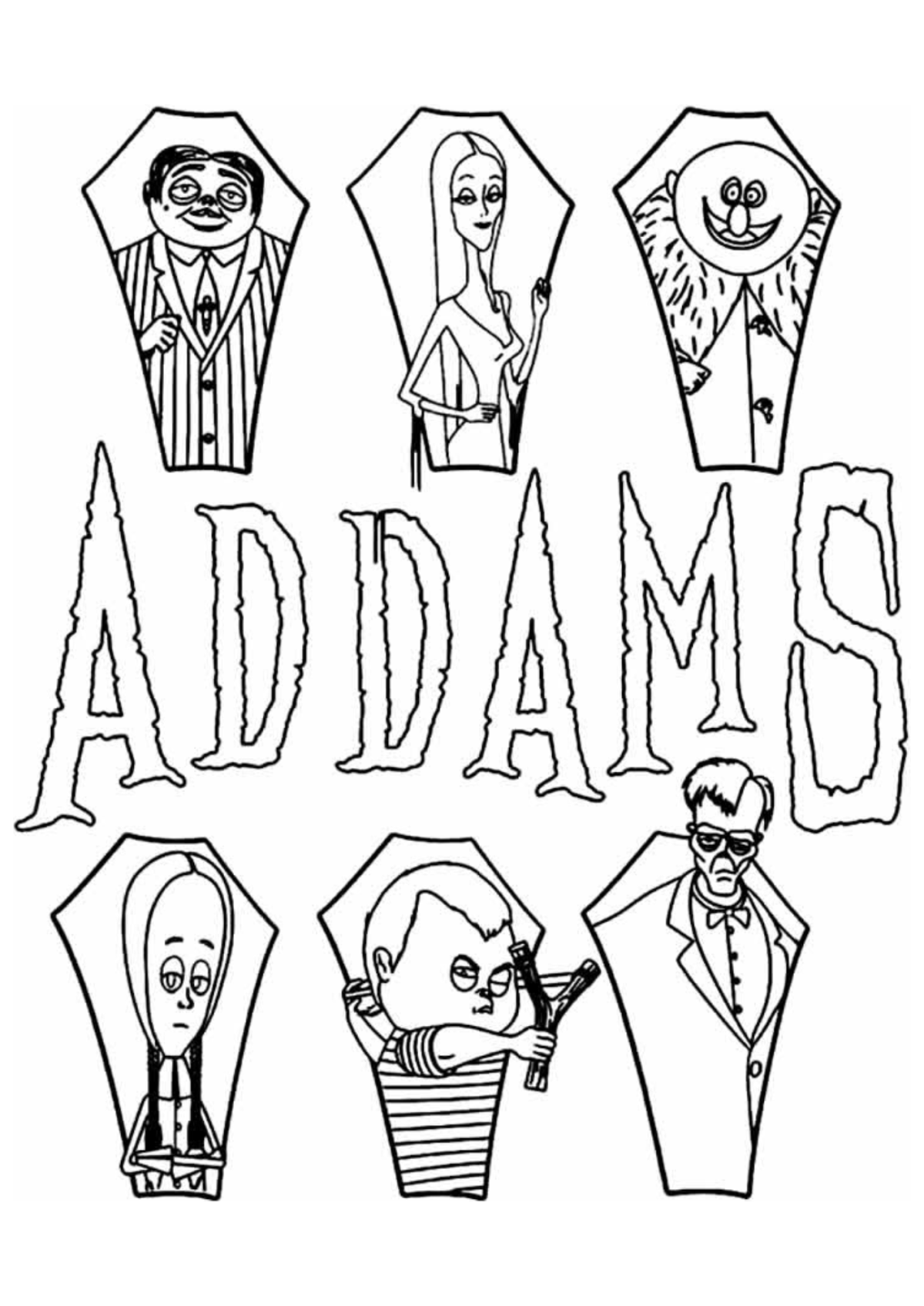Desenho para Colorir Família Addams