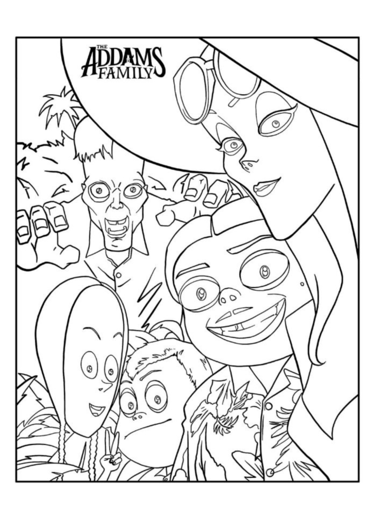 Desenho para Colorir Família Addams