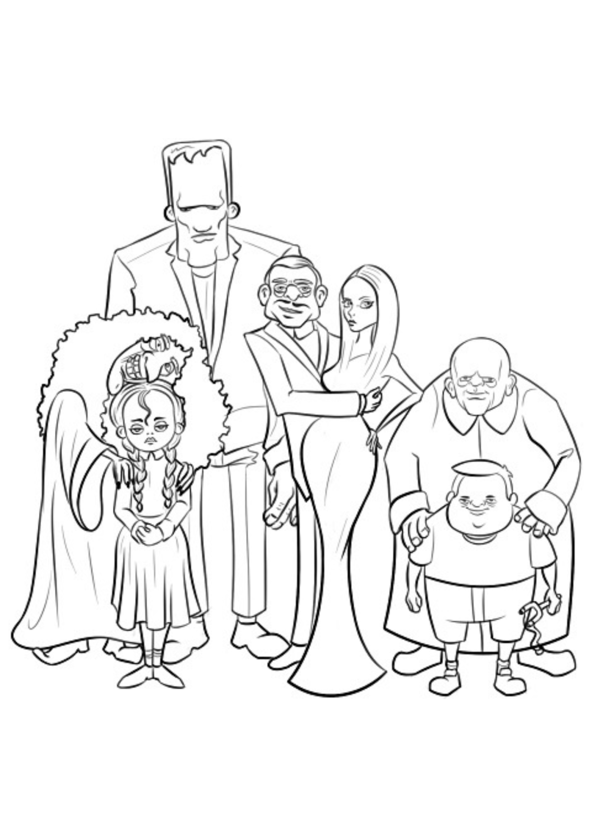 Desenho para Colorir Família Addams