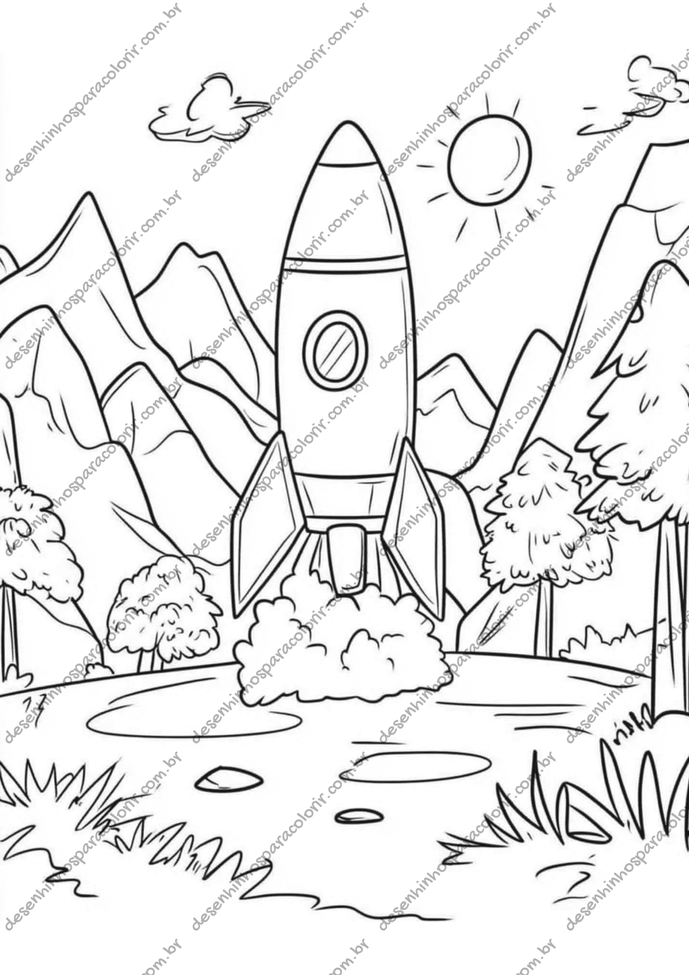 Desenho para Colorir Foguete Desenho para Colorir Foguete