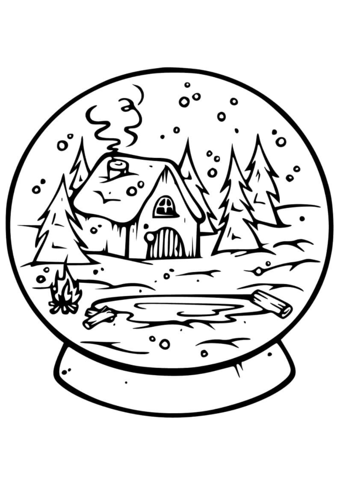Desenho para Colorir Globo de Neve