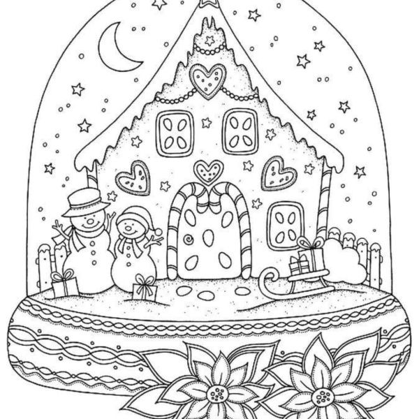 Desenho para Colorir Globo de Neve