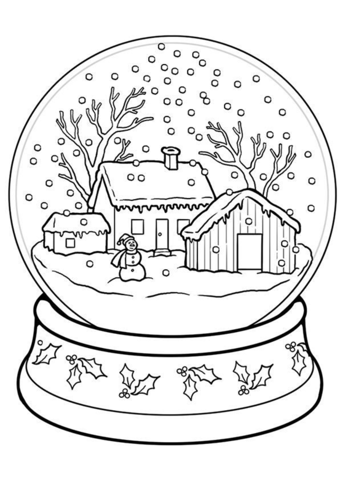 Desenho para Colorir Globo de Neve