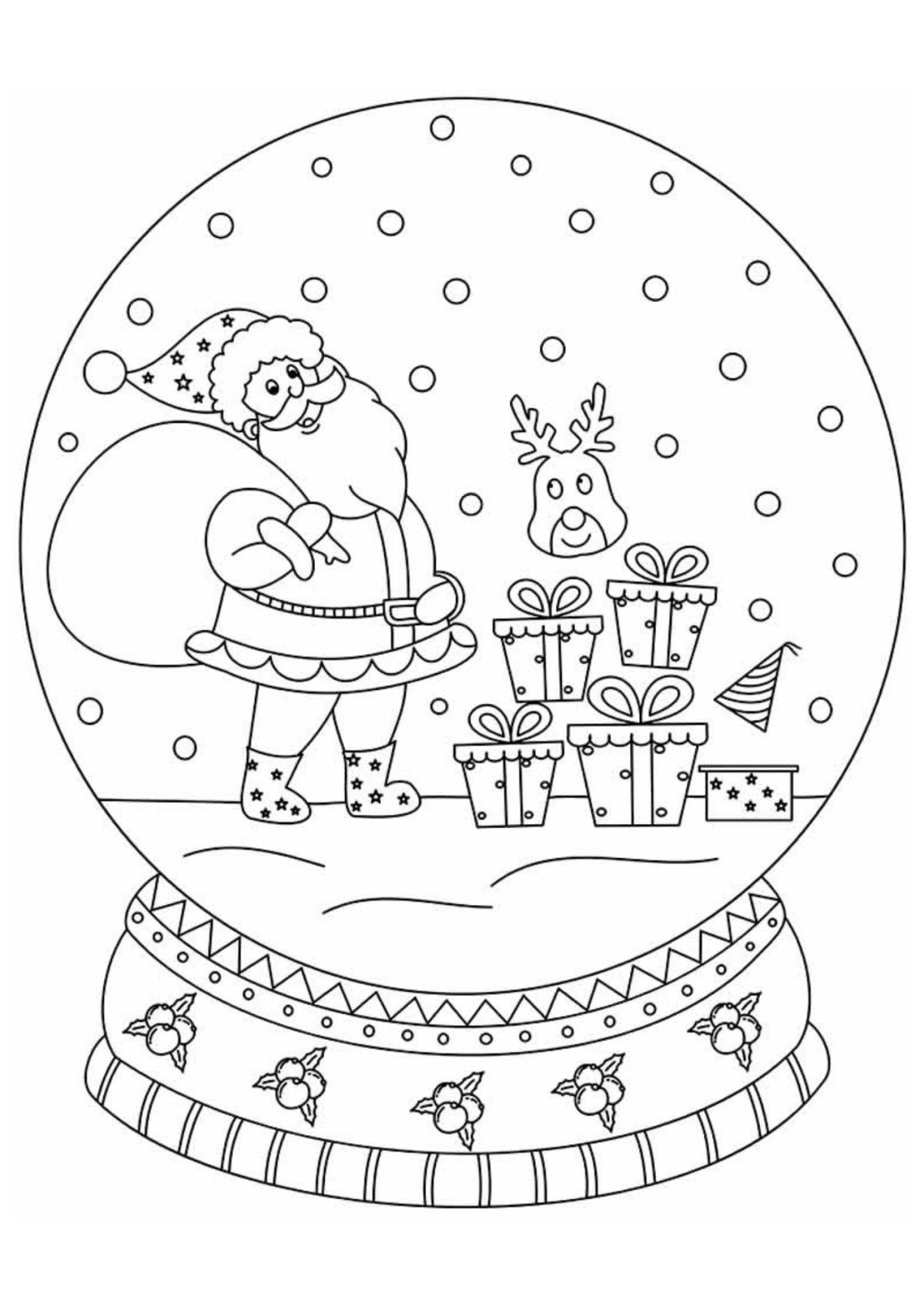 Desenho para Colorir Globo de Neve