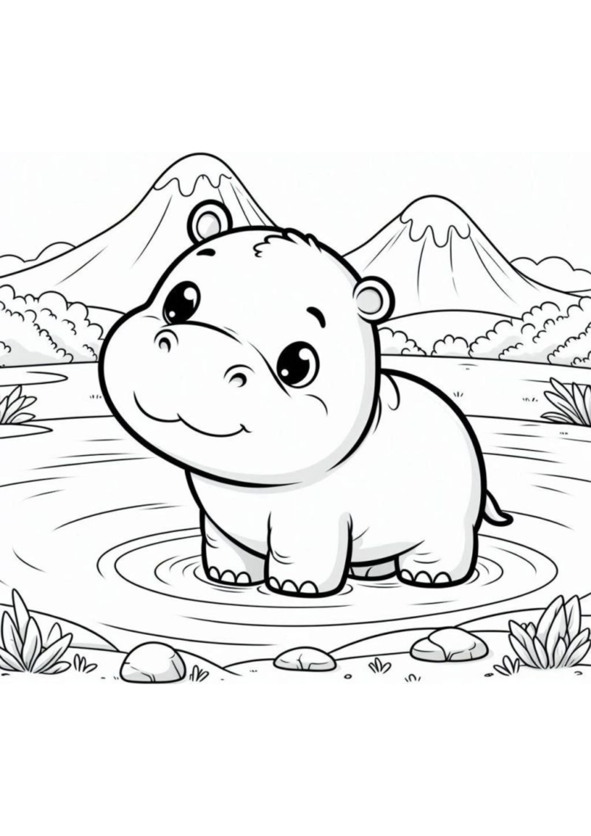 Desenho para Colorir Hipopótamo