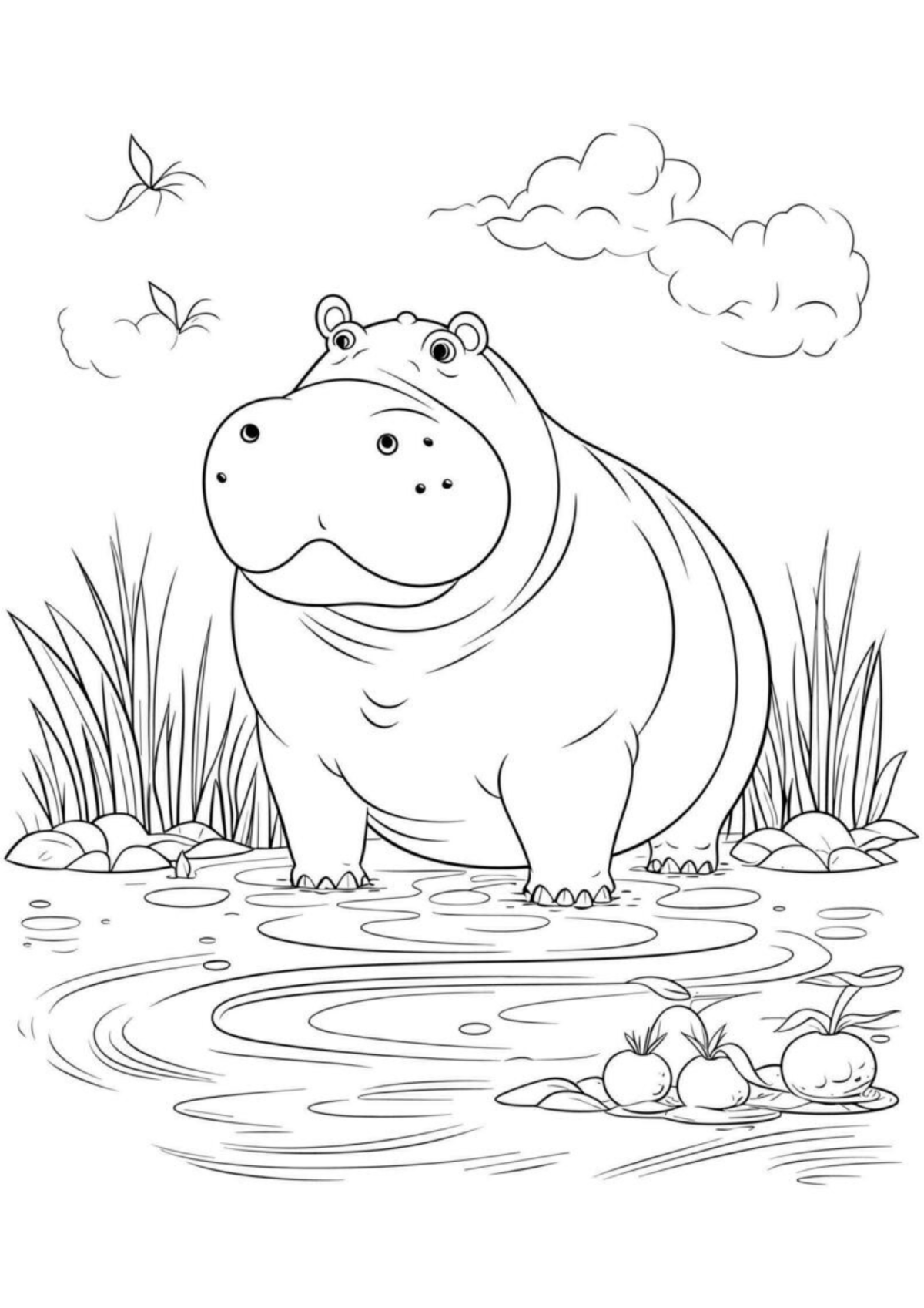 Desenho para Colorir Hipopótamo
