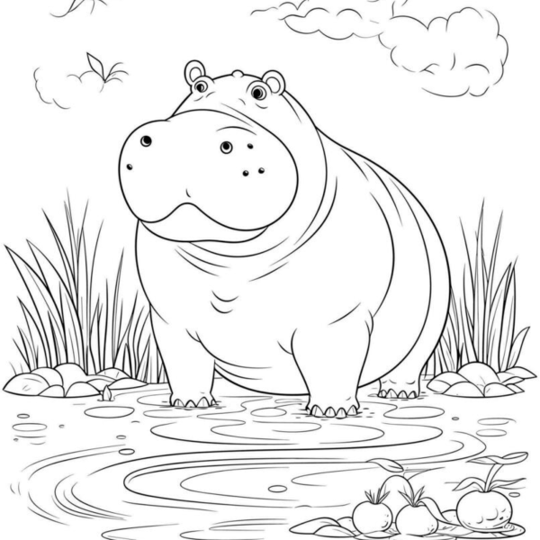 Desenho para Colorir Hipopótamo
