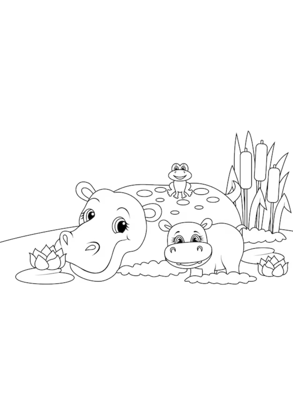Desenho para Colorir Hipopótamo