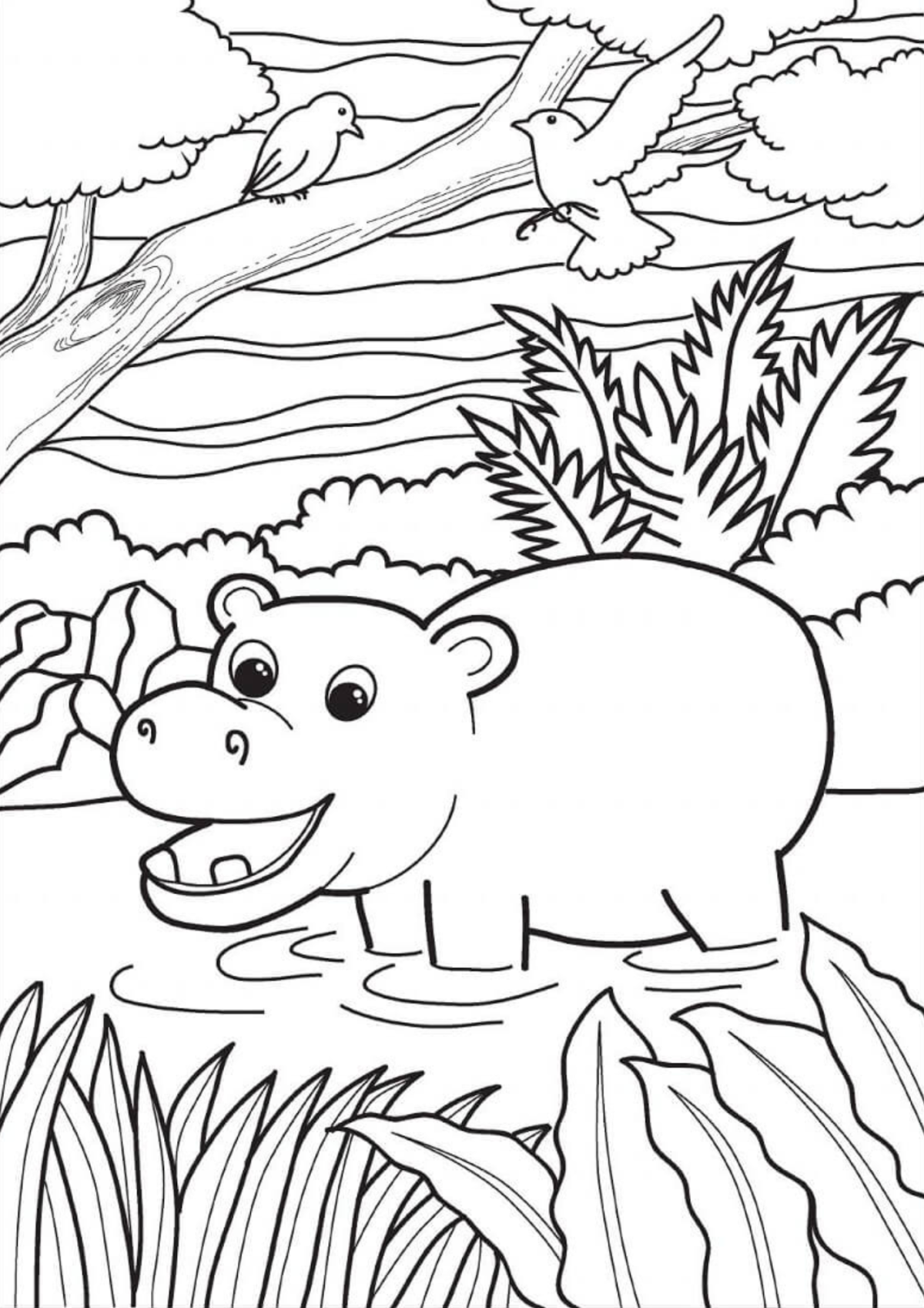 Desenho para Colorir Hipopótamo