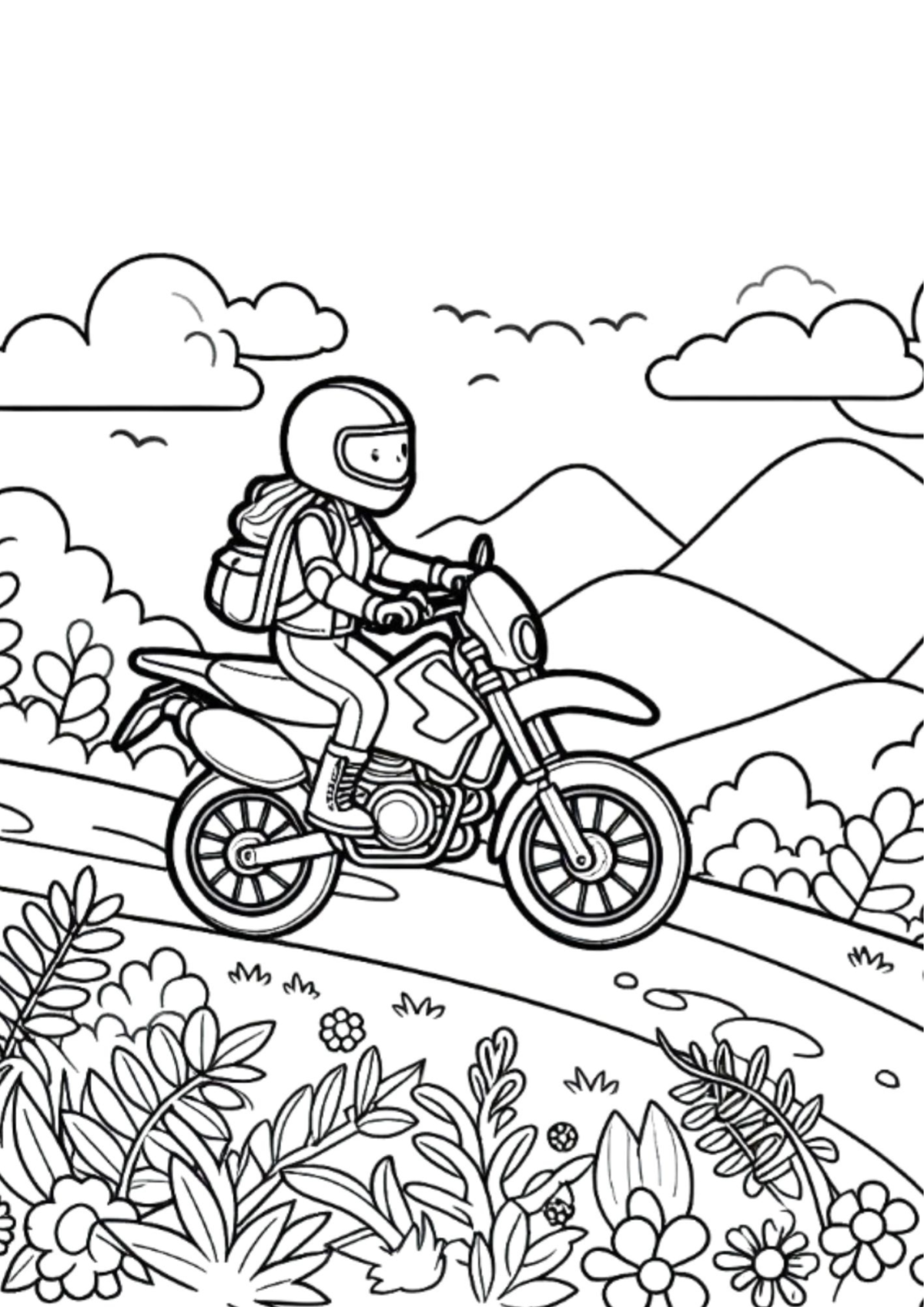 Desenho para Colorir Moto