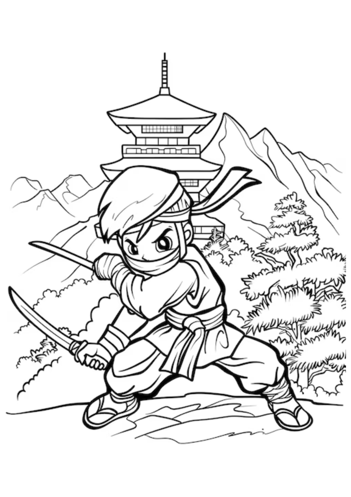 Desenho para Colorir Ninja