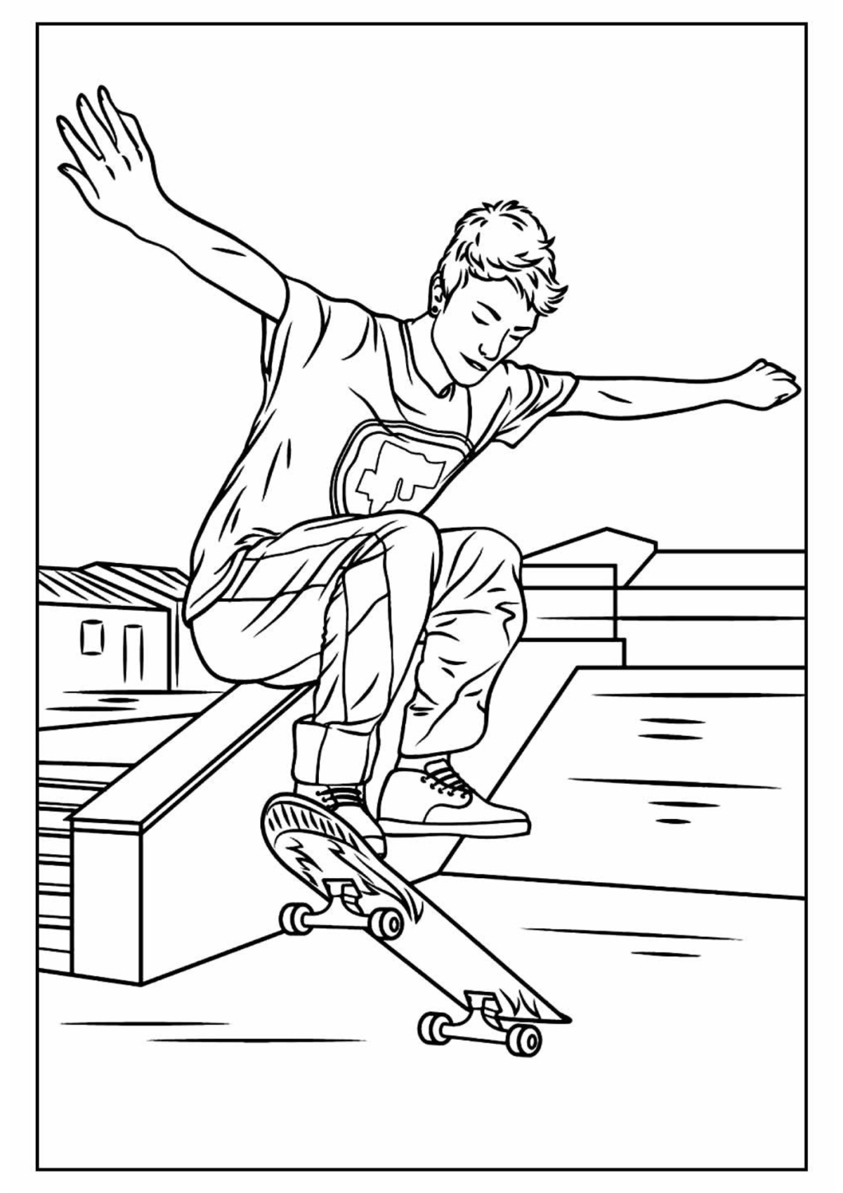 Desenho para Colorir Skate