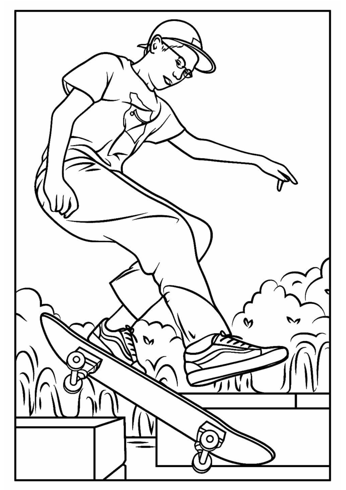 Desenho para Colorir Skate