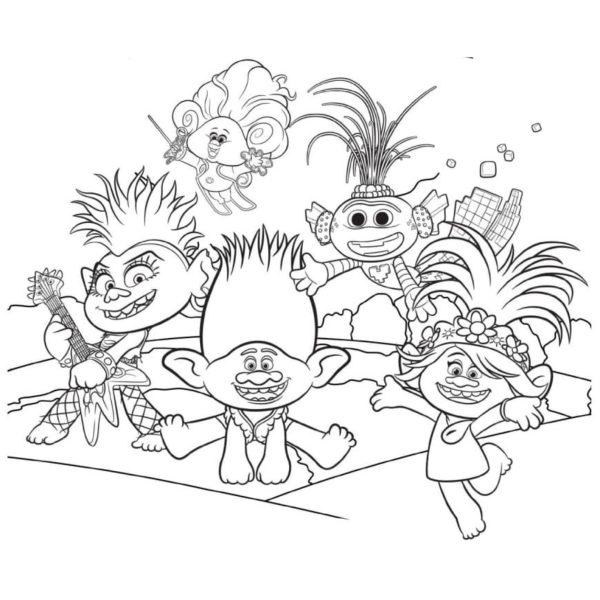 Desenho para Colorir Trolls