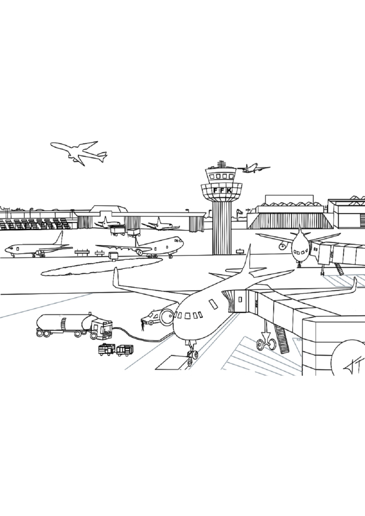 Desenho para Colorir Aeroporto
