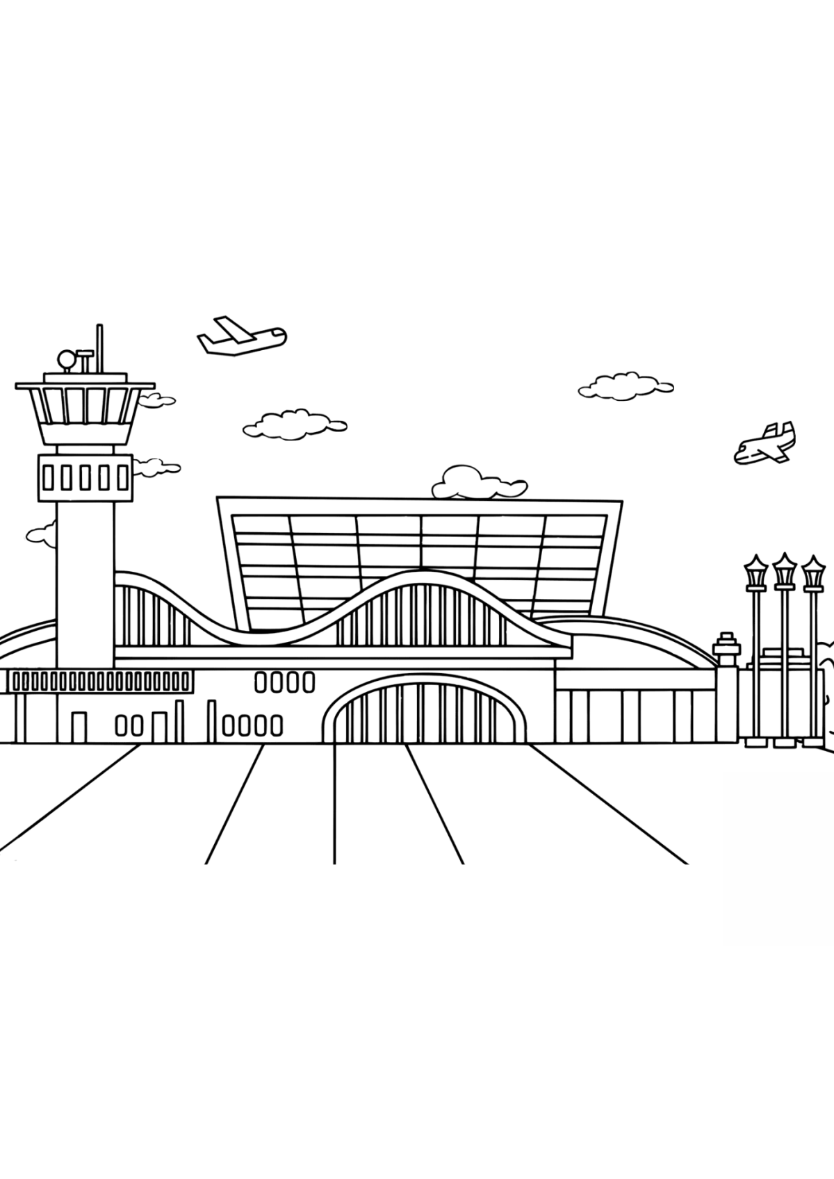 Desenho para Colorir Aeroporto