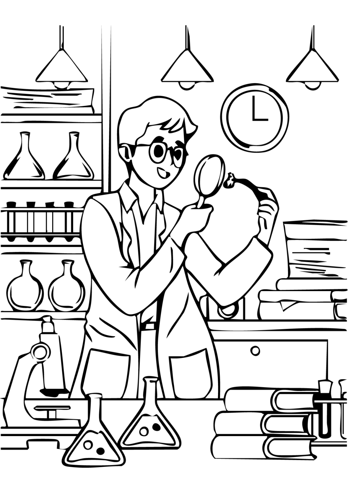 Desenho para Colorir Cientista