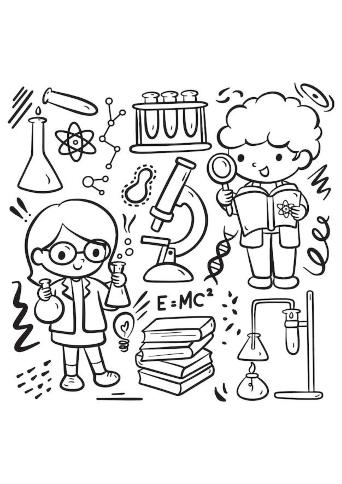 Desenho para Colorir Cientista
