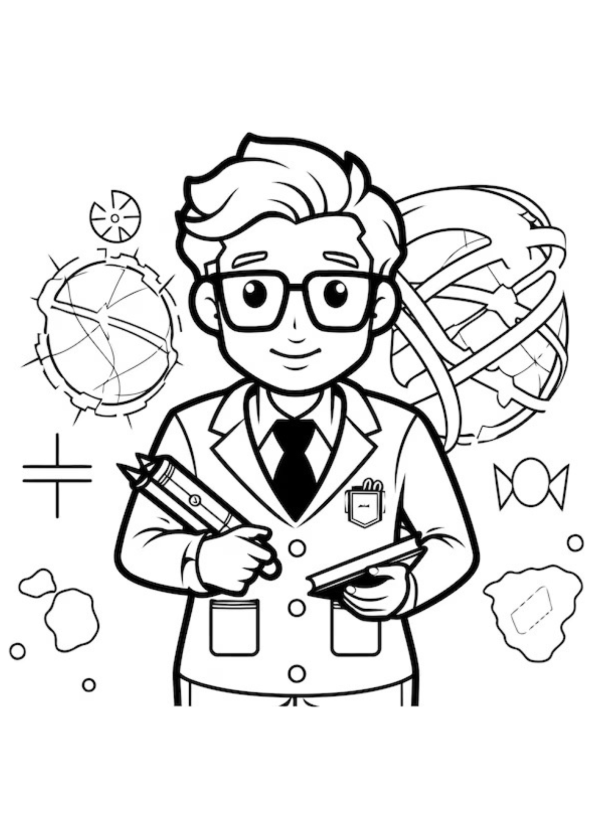 Desenho para Colorir Cientista