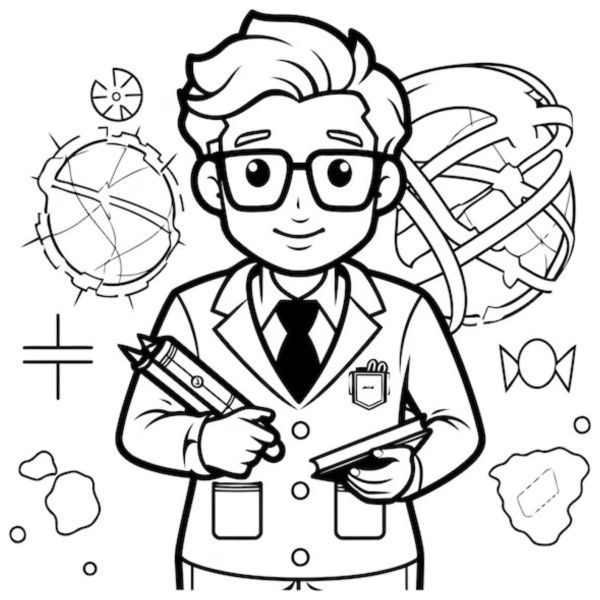 Desenho para Colorir Cientista