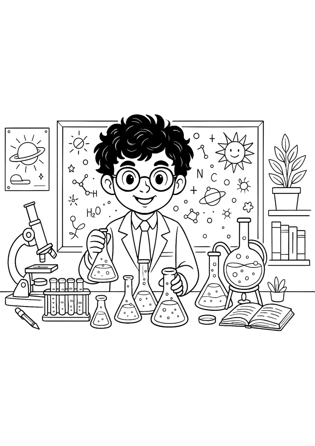 Desenho para Colorir Cientista
