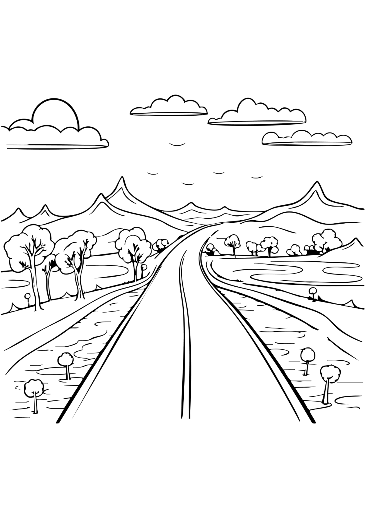 Desenho para Colorir Estrada