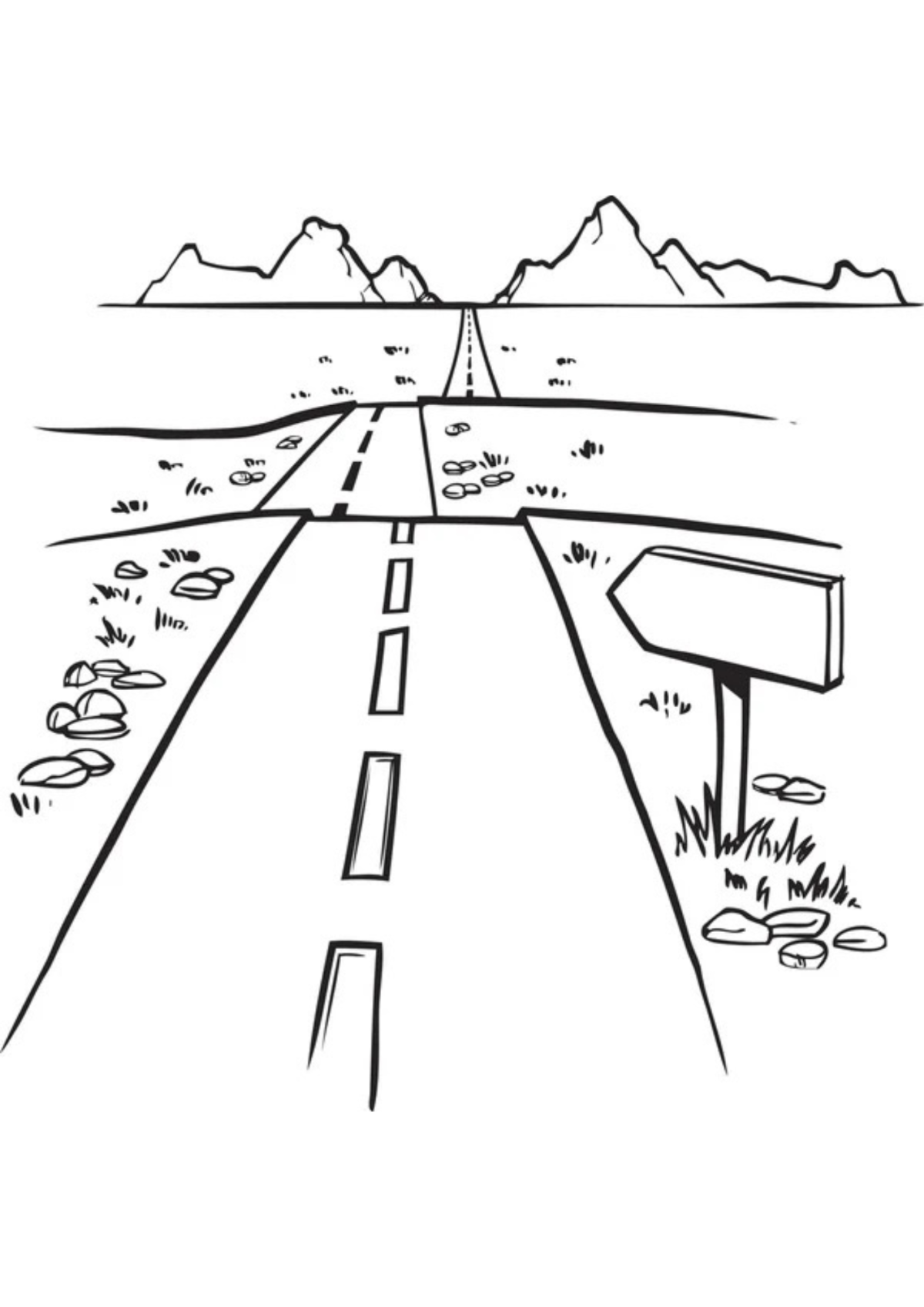 Desenho para Colorir Estrada