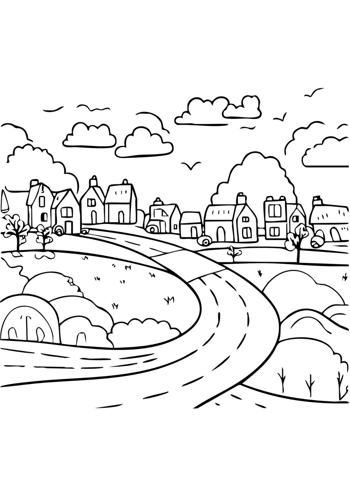 Desenho para Colorir Estrada