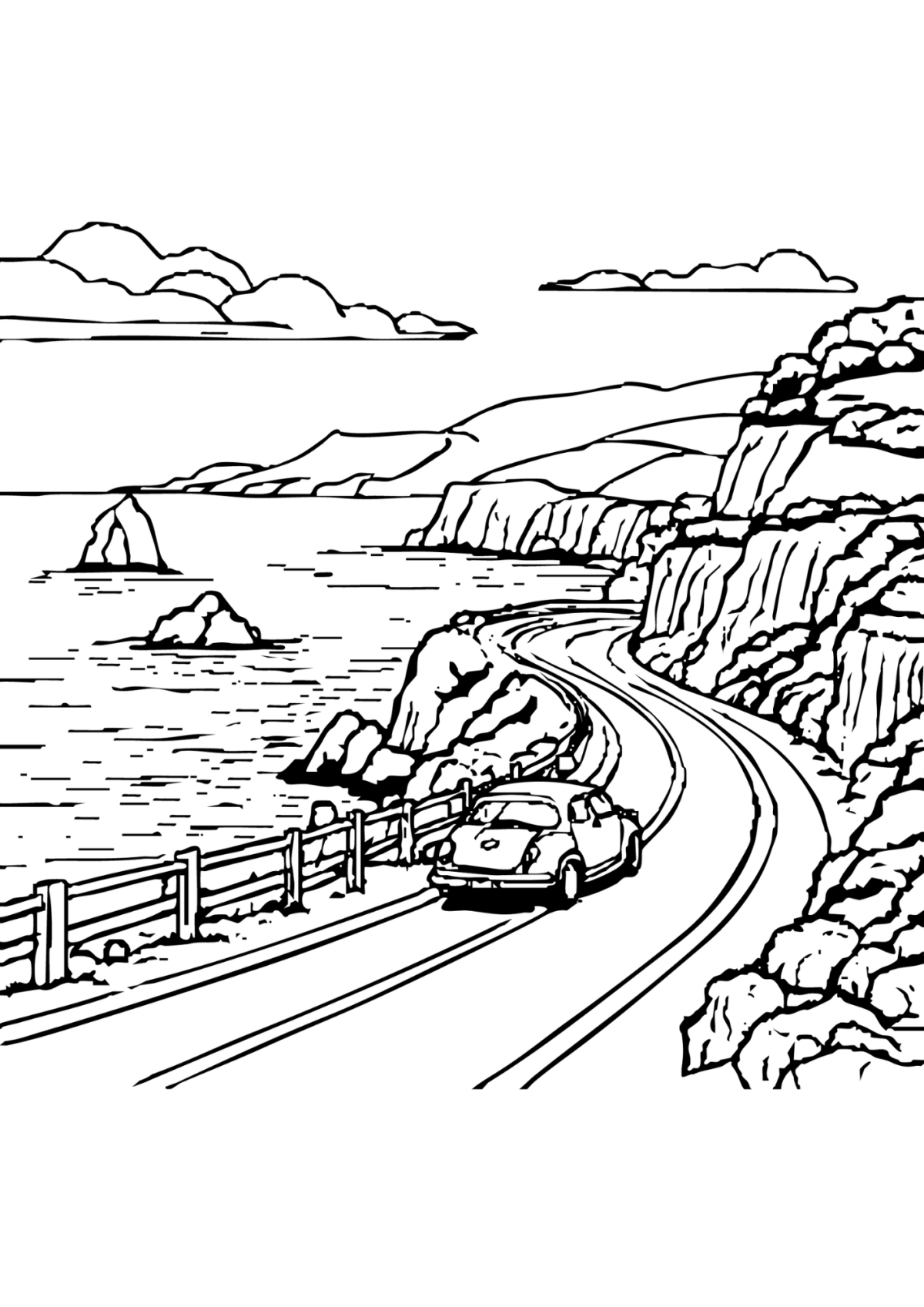 Desenho para Colorir Estrada