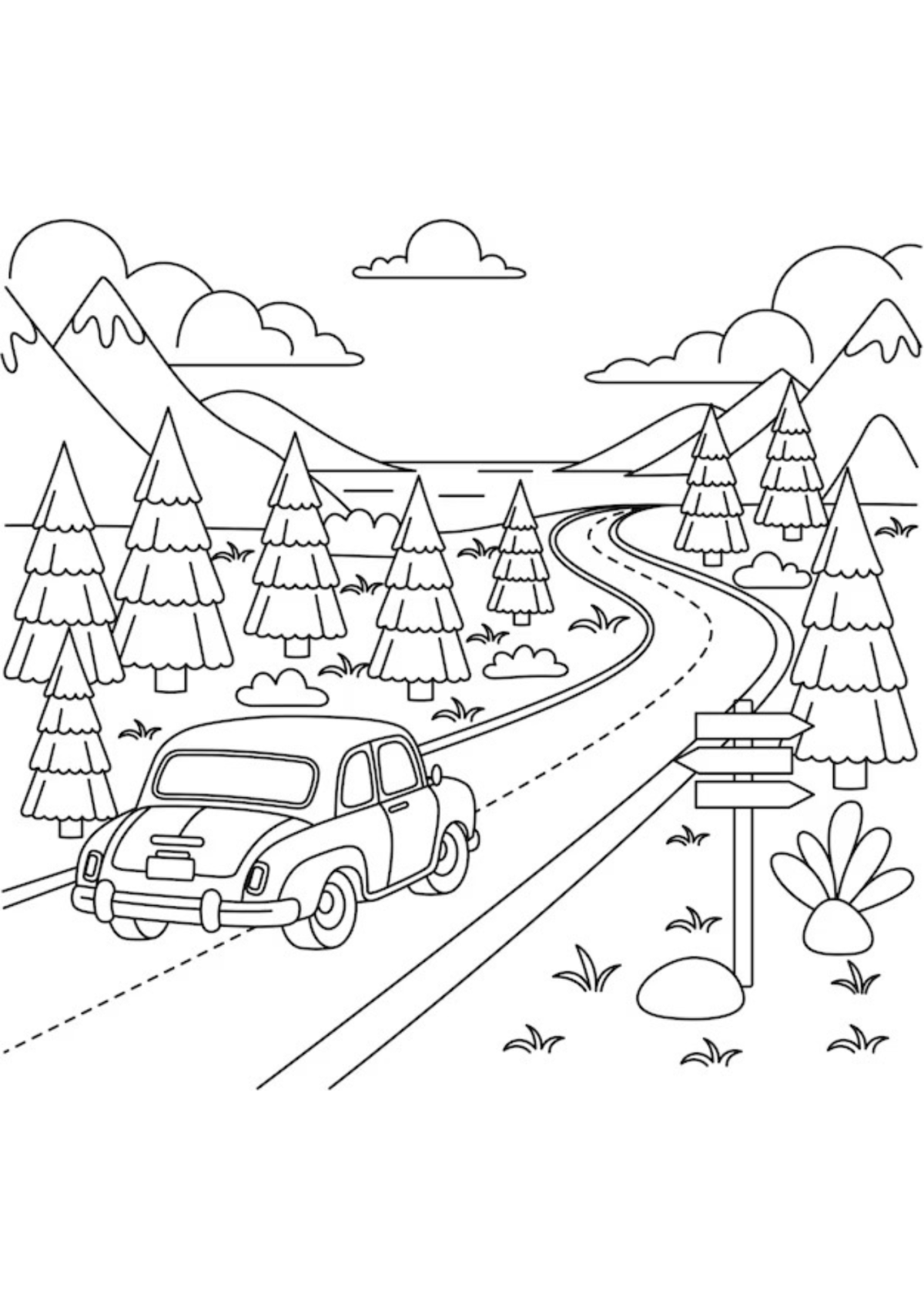 Desenho para Colorir Estrada