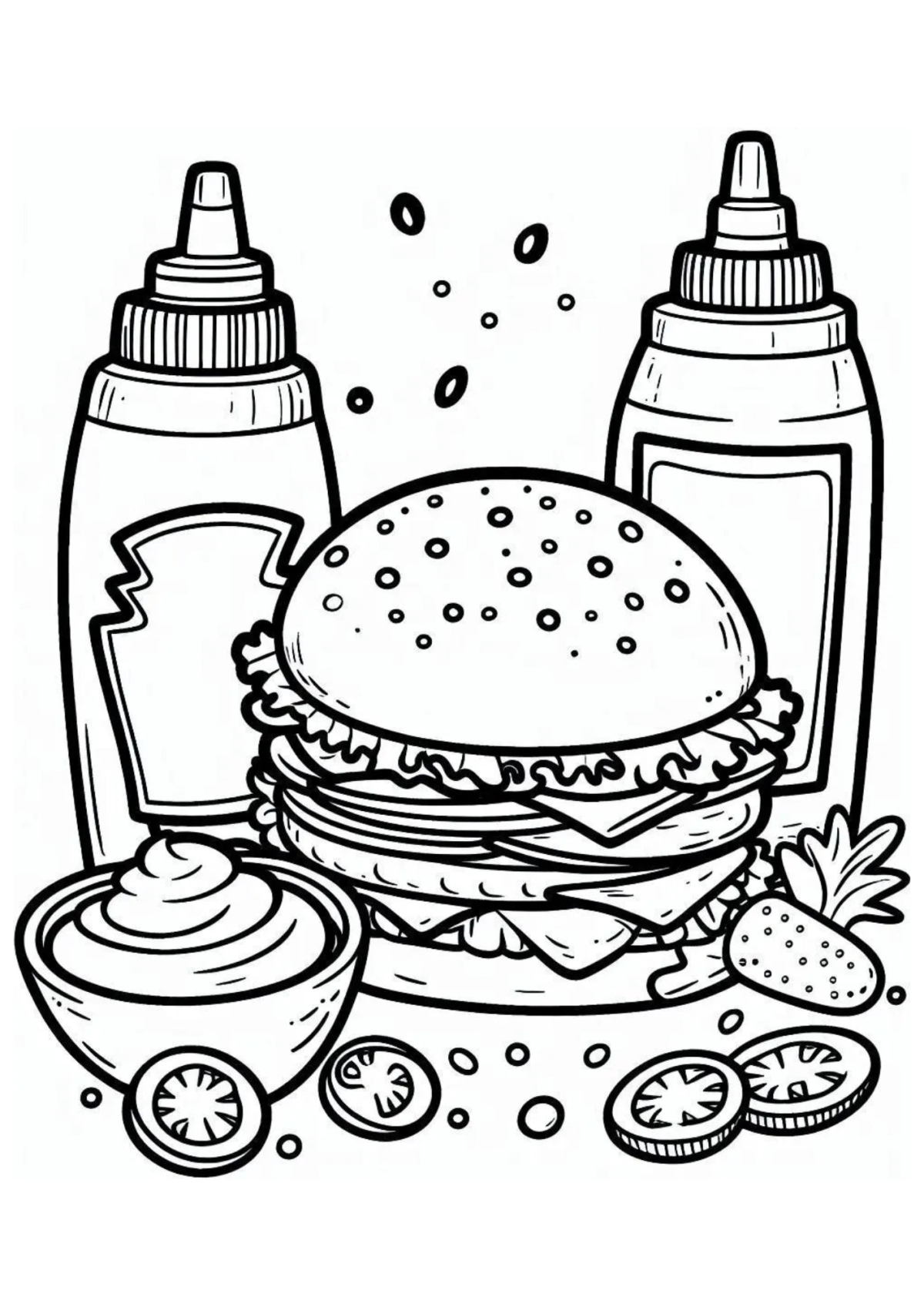 Desenho para Colorir Hambúrguer