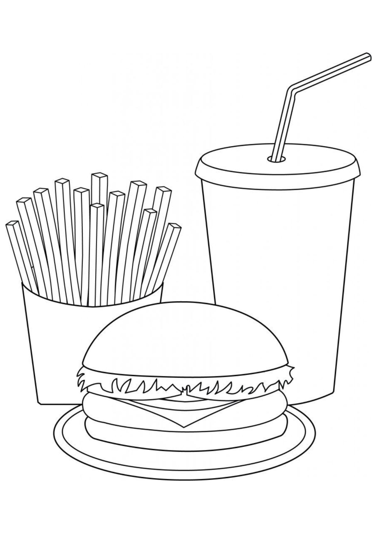 Desenho para Colorir Hambúrguer