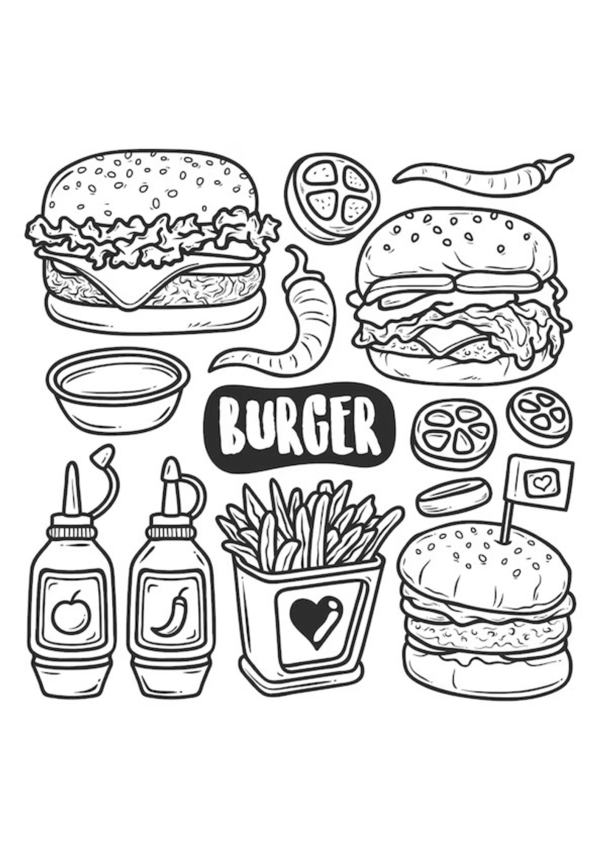 Desenho para Colorir Hambúrguer