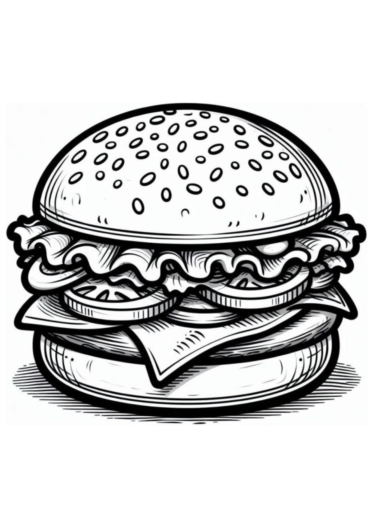 Desenho para Colorir Hambúrguer