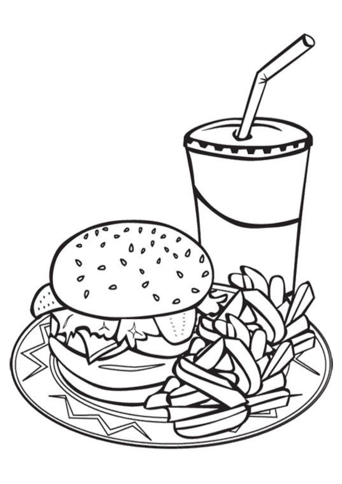 Desenho para Colorir Hambúrguer