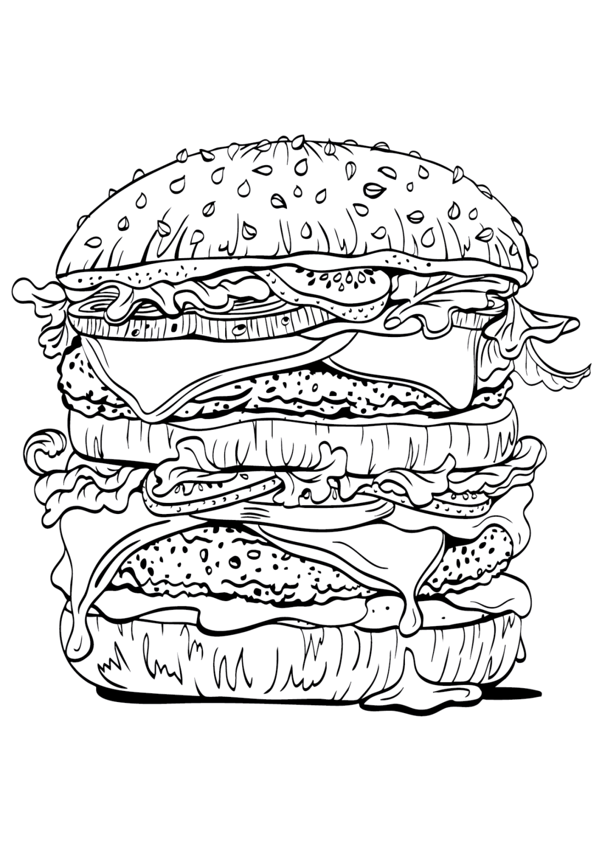 Desenho para Colorir Hambúrguer