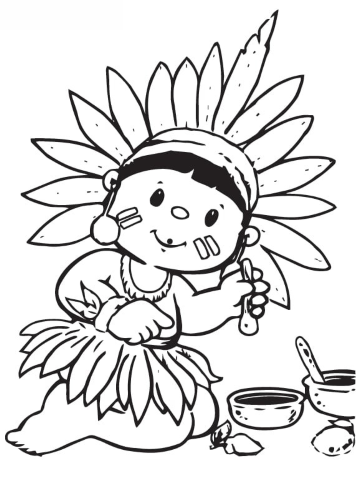 Desenho para Colorir Índio