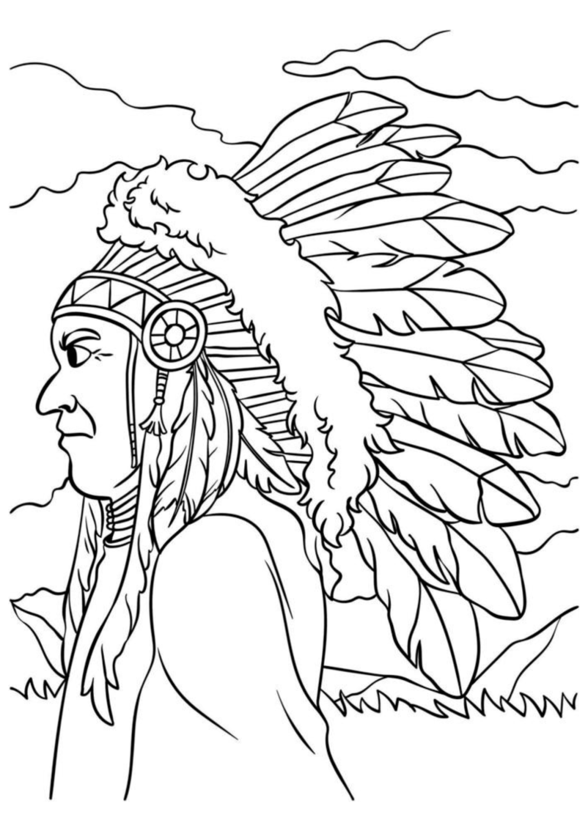 Desenho para Colorir Índio
