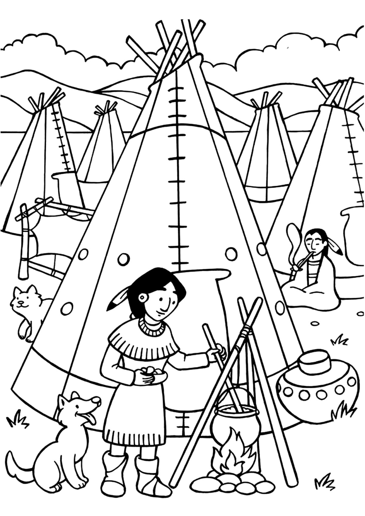 Desenho para Colorir Índio