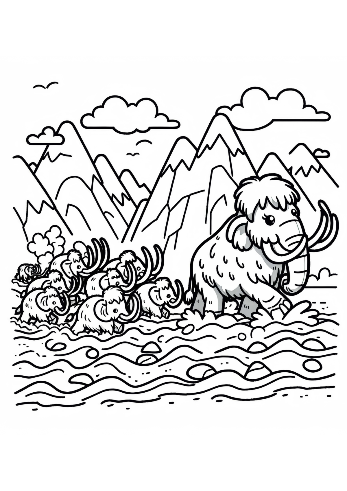 Desenho para Colorir Mamute